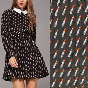 Forever 21 LIPSTICK Mini Dress White Collar Fit and Flare Button Cuffs NWT L